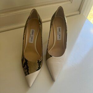 Jimmy Choo Asymmetric Nappa Snakeskin Pump Sz 39.5